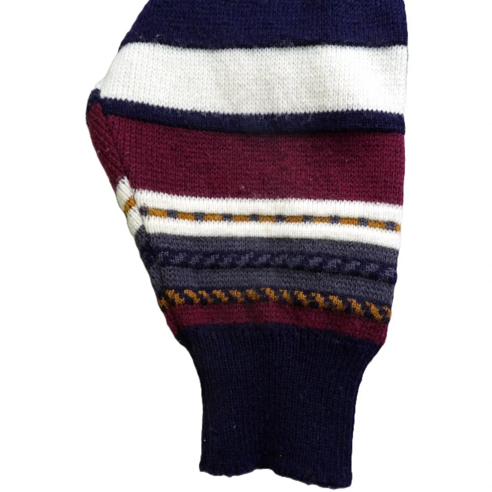 VTG Marc O'Polo 80s V-Neck Geometric Sweater Men 40 Navy Multicolored Wool Knit